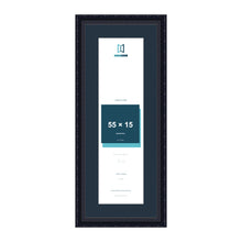 Louis Range Black Picture, Photo & Poster Frame with Pacific Blue Mount - 65x25cm Frame for 55x15cm Photo, Black