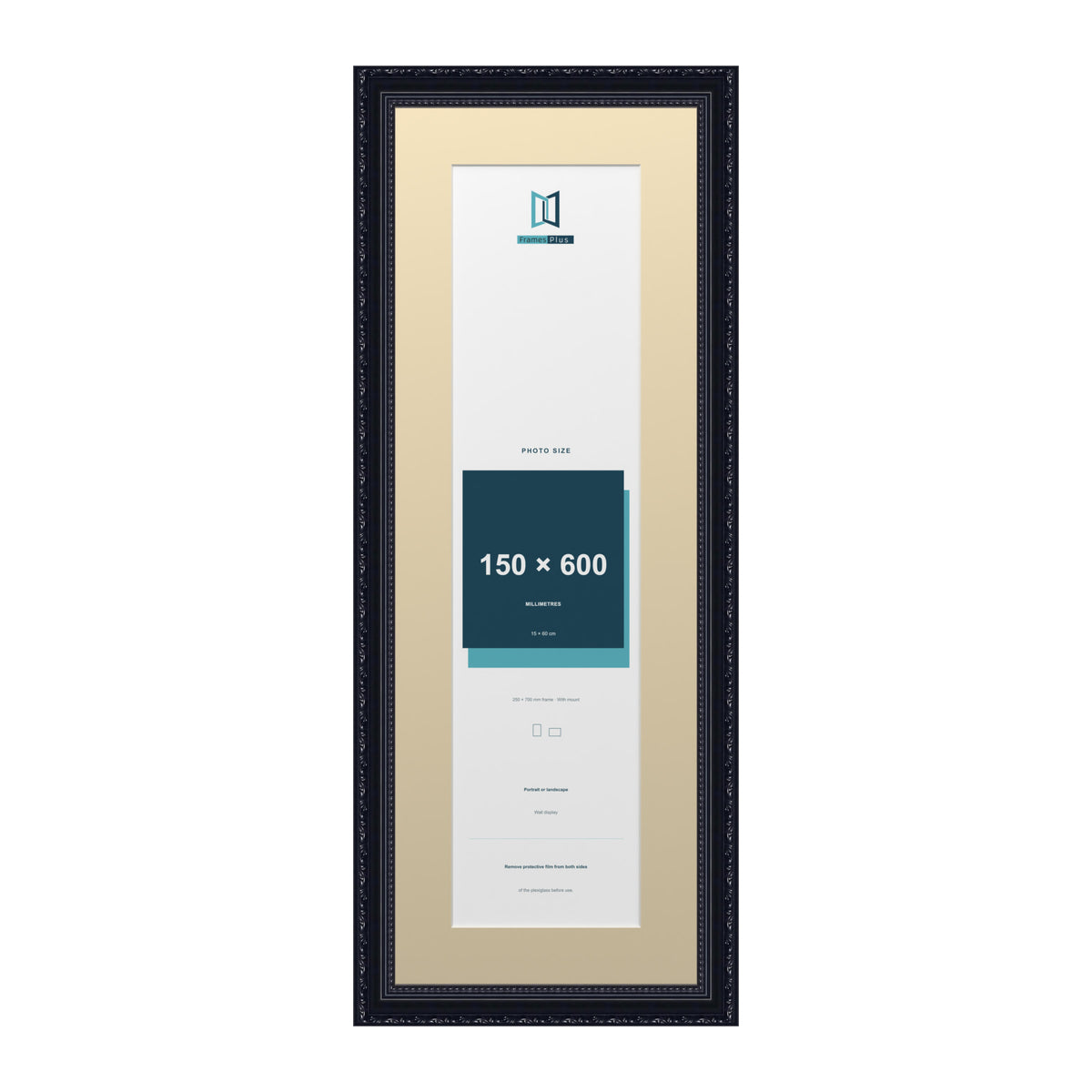 Louis Range Black Picture, Photo & Poster Frame with Ivory Mount - 70x25cm Frame for 60x15cm Photo, Black
