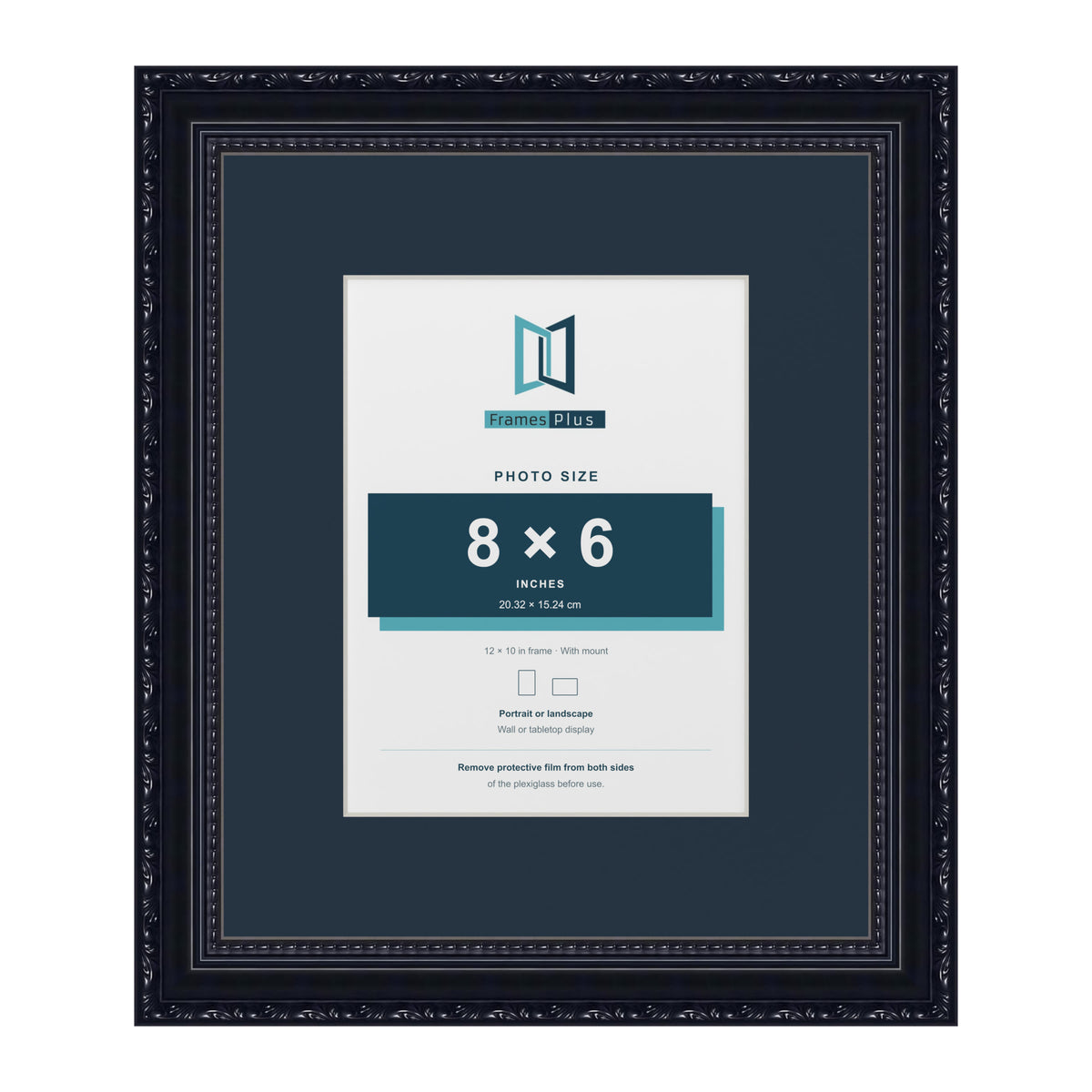 Louis Range Black Picture, Photo & Poster Frame with Pacific Blue Mount - 12x10" Frame for 8x6" Photo, Black