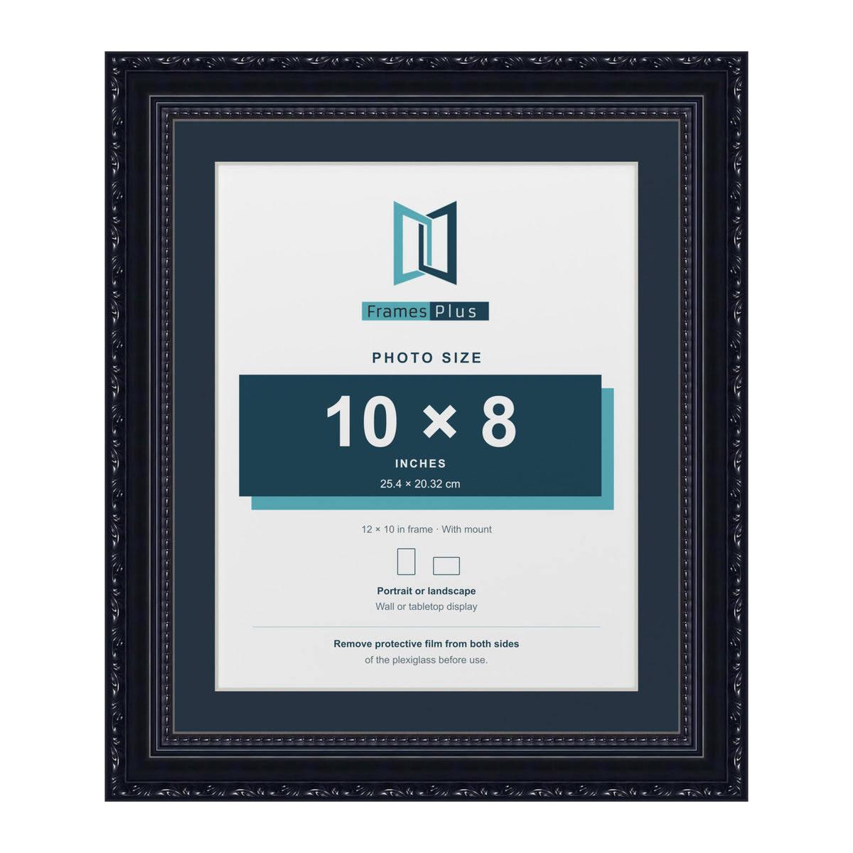 Louis Range Black Picture, Photo & Poster Frame with Pacific Blue Mount - 12x10" Frame for 10x8" Photo, Black