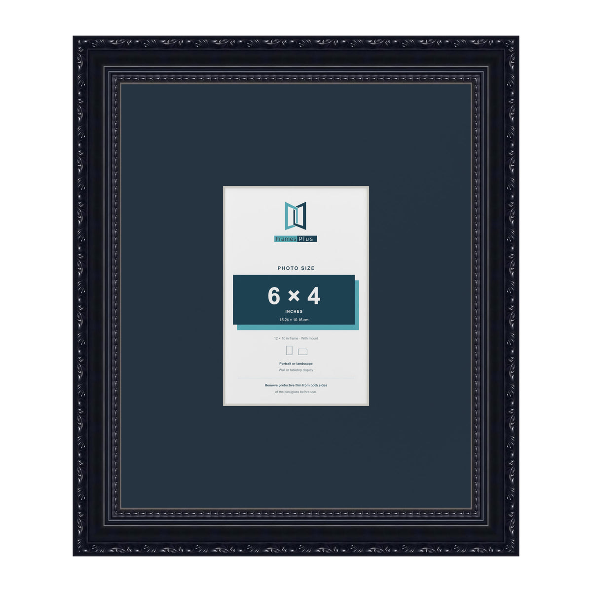 Louis Range Black Picture, Photo & Poster Frame with Pacific Blue Mount - 12x10" Frame for 6x4" Photo, Black