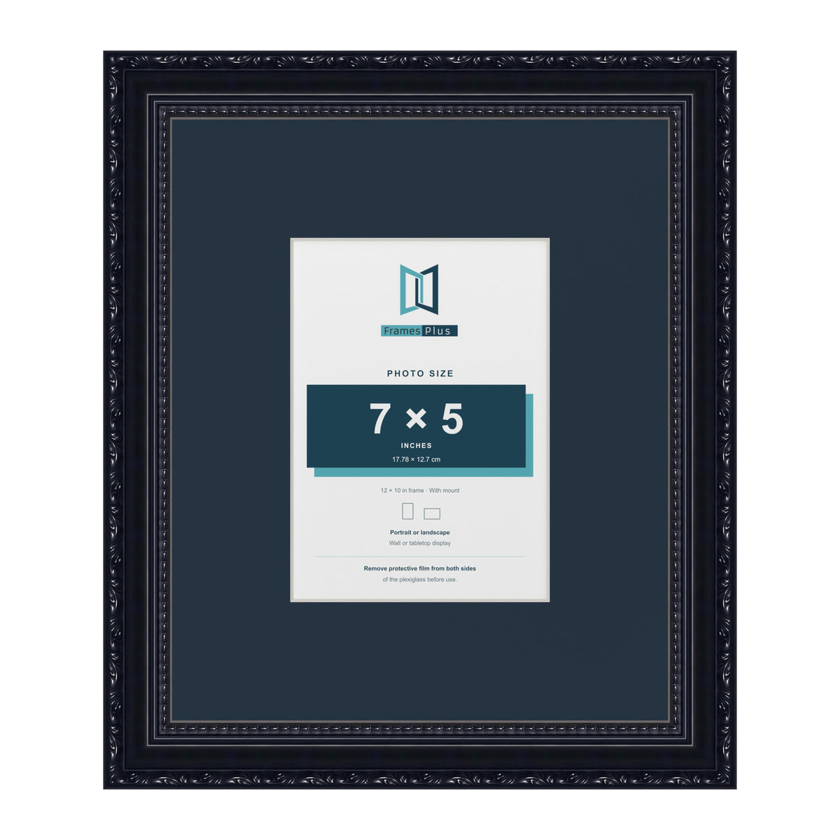 Louis Range Black Picture, Photo & Poster Frame with Pacific Blue Mount - 12x10" Frame for 7x5" Photo, Black