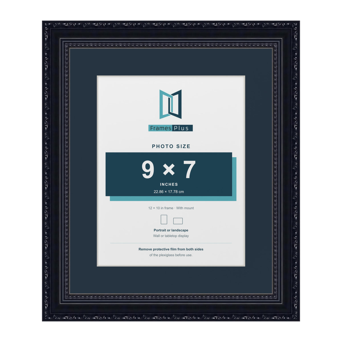 Louis Range Black Picture, Photo & Poster Frame with Pacific Blue Mount - 12x10" Frame for 9x7" Photo, Black
