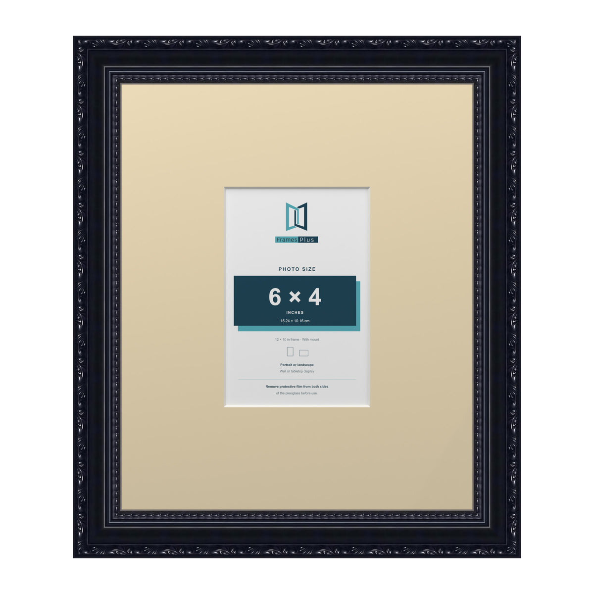 Louis Range Black Picture, Photo & Poster Frame with Ivory Mount - 12x10" Frame for 6x4" Photo, Black