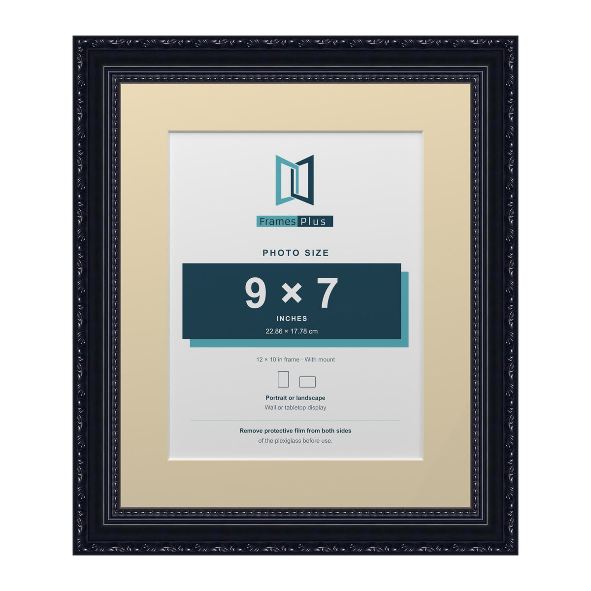 Louis Range Black Picture, Photo & Poster Frame with Ivory Mount - 12x10" Frame for 9x7" Photo, Black