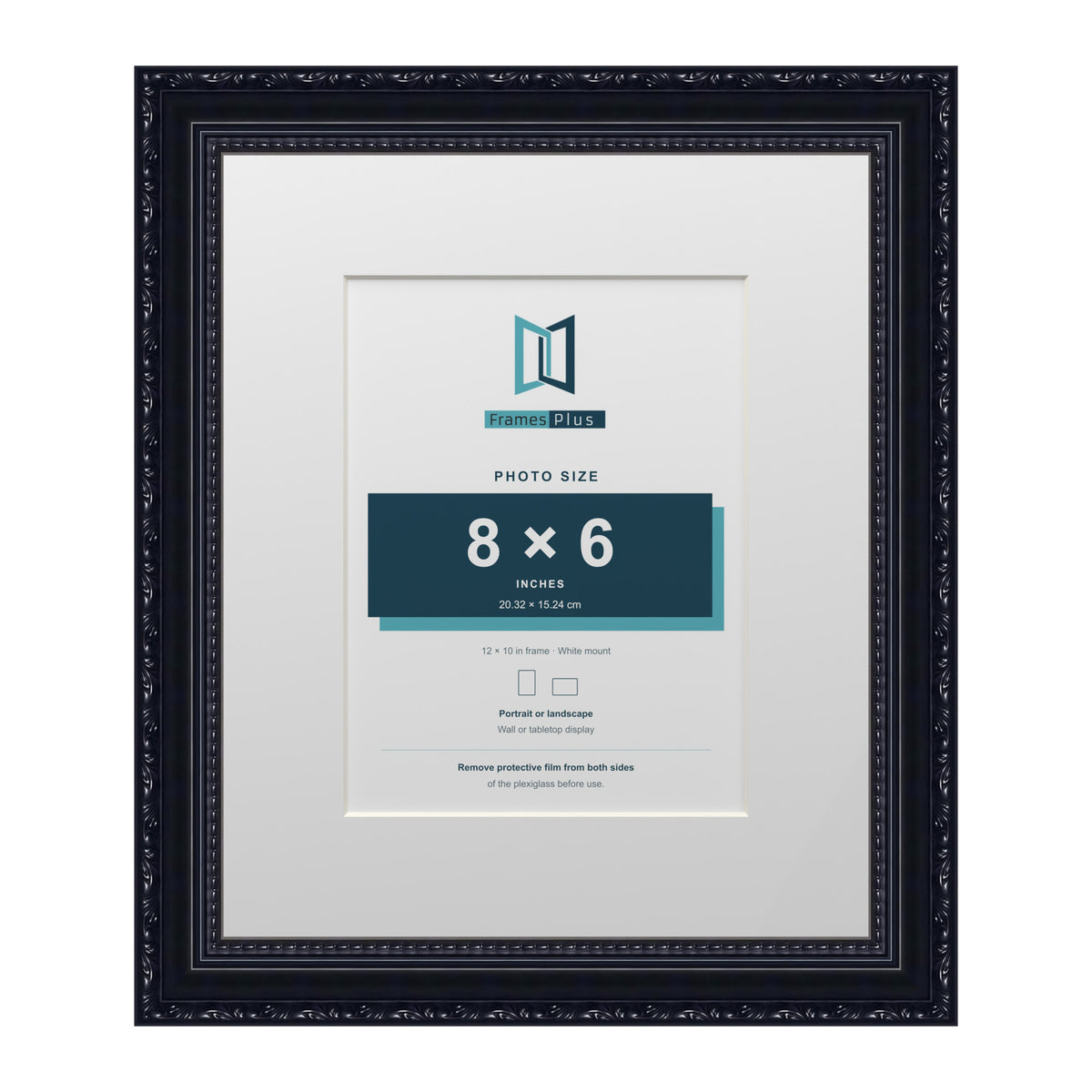 Louis Range Black Picture, Photo & Poster Frame with White Mount - 12x10" Frame for 8x6" Photo, Black