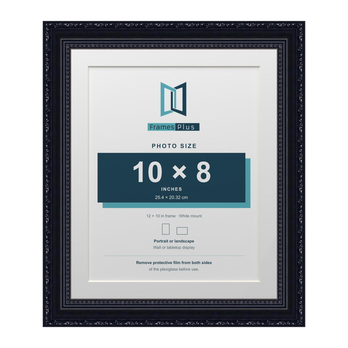 Louis Range Black Picture, Photo & Poster Frame with White Mount - 12x10" Frame for 10x8" Photo, Black