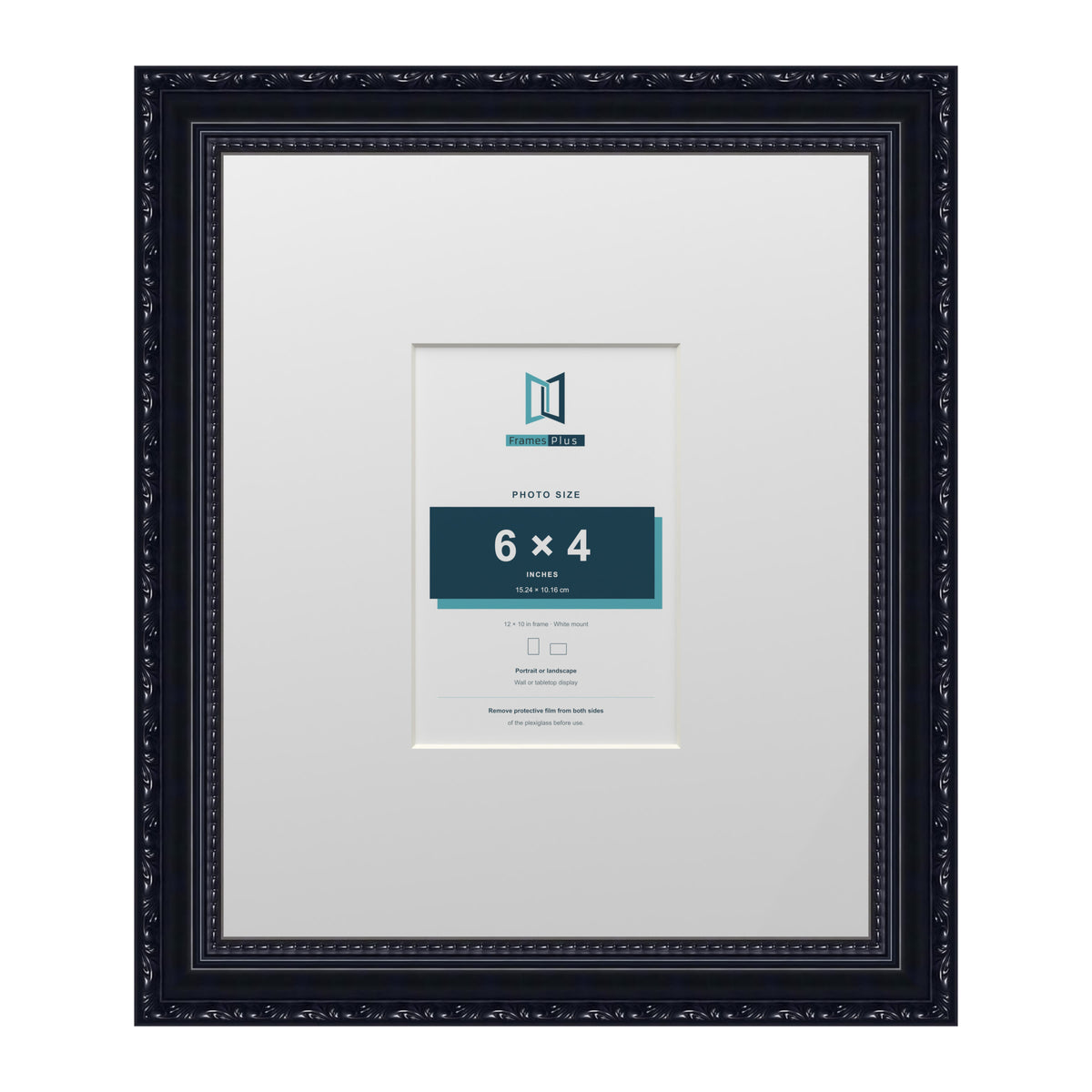 Louis Range Black Picture, Photo & Poster Frame with White Mount - 12x10" Frame for 6x4" Photo, Black
