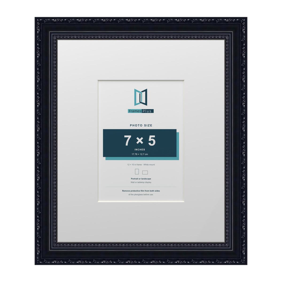 Louis Range Black Picture, Photo & Poster Frame with White Mount - 12x10" Frame for 7x5" Photo, Black