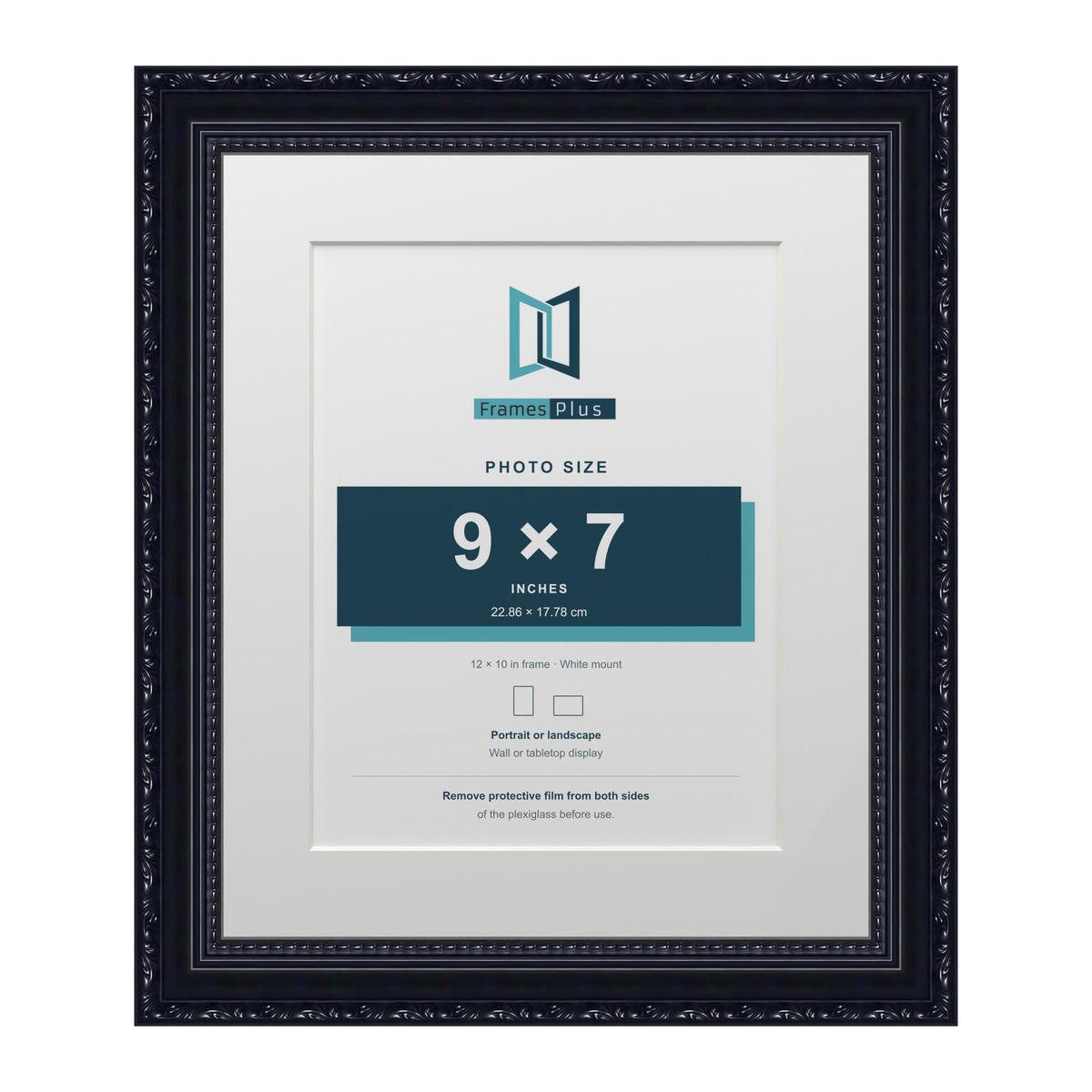 Louis Range Black Picture, Photo & Poster Frame with White Mount - 12x10" Frame for 9x7" Photo, Black