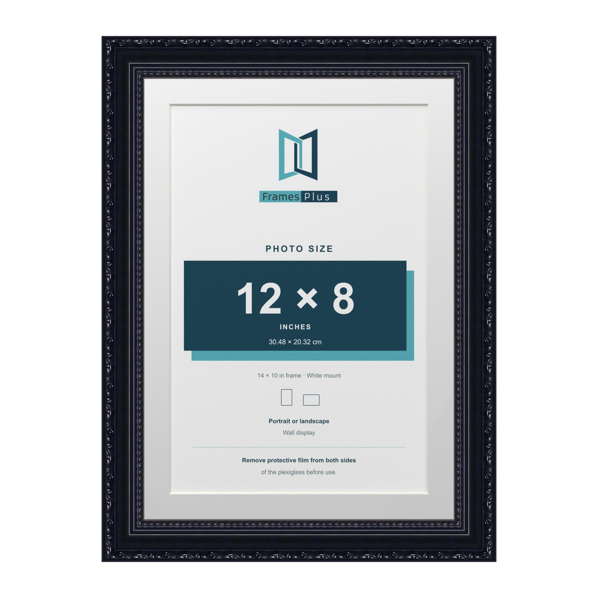 Louis Range Black Picture, Photo & Poster Frame with White Mount - 14x10" Frame for 12x8" Photo, Black
