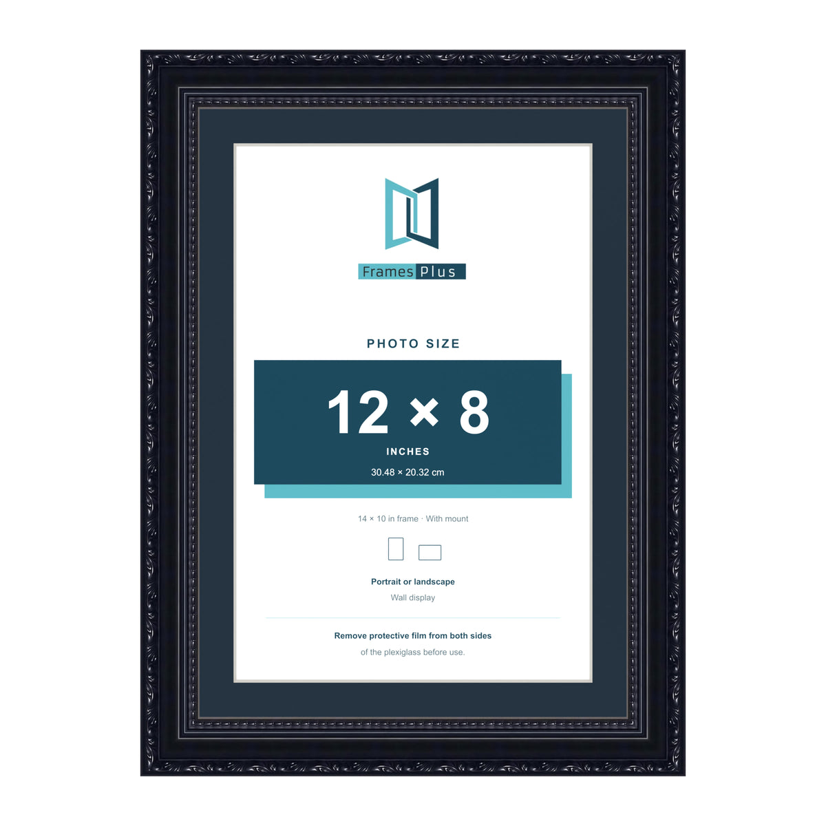 Louis Range Black Picture, Photo & Poster Frame with Pacific Blue Mount - 14x10" Frame for 12x8" Photo, Black
