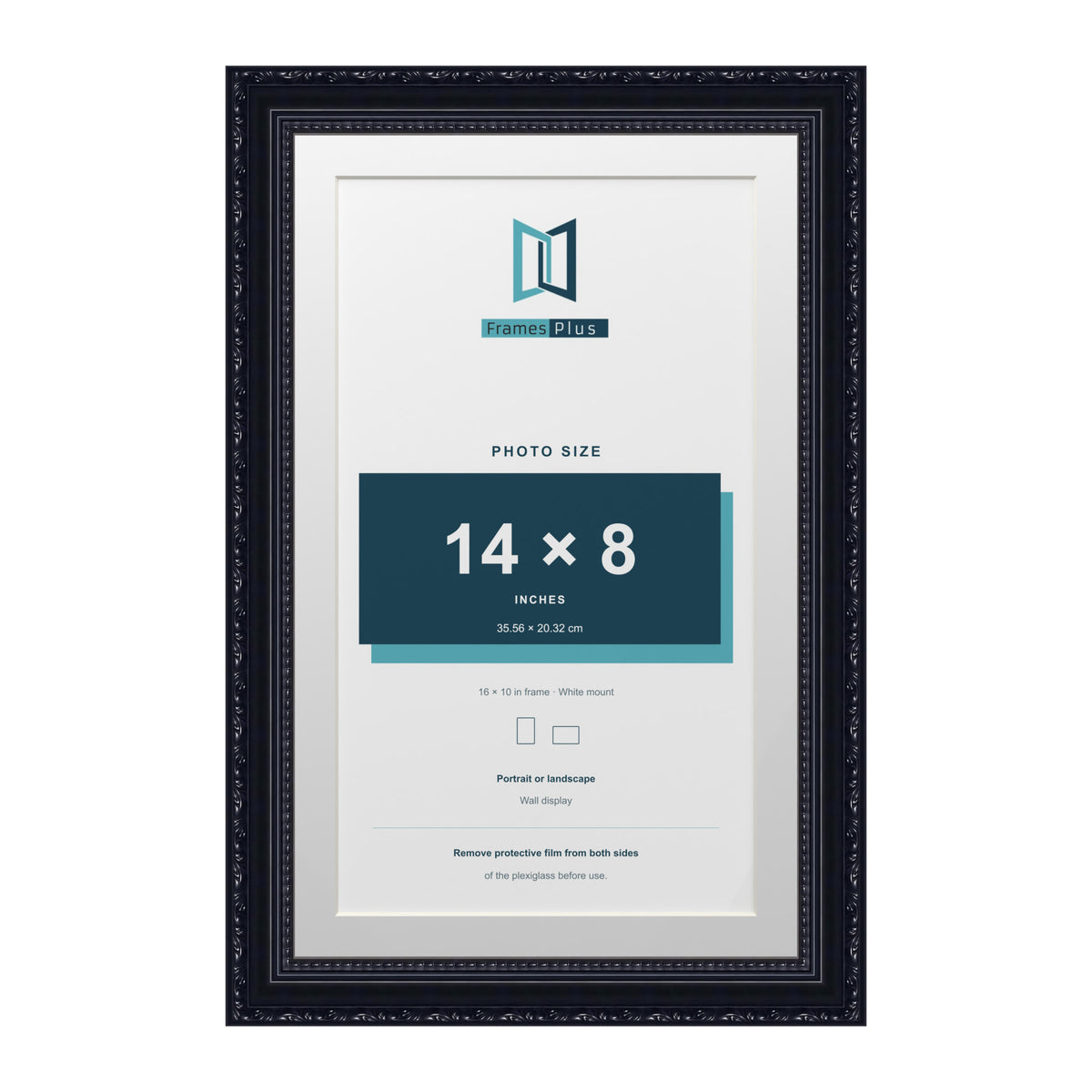 Louis Range Black Picture, Photo & Poster Frame with White Mount - 16x10" Frame for 14x8" Photo, Black
