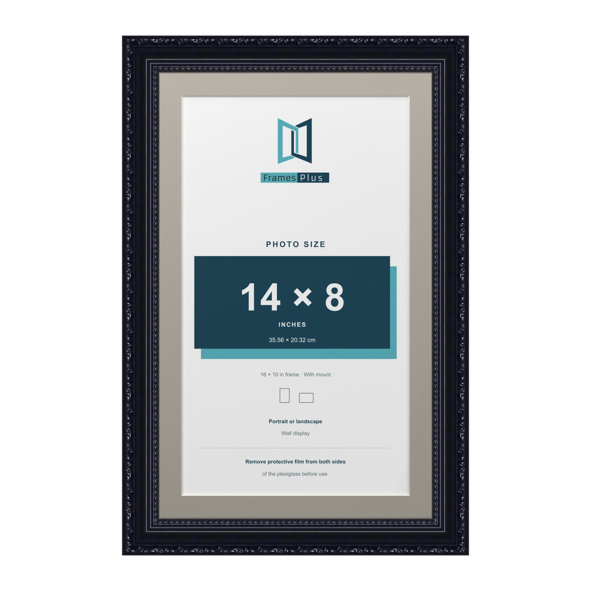 Louis Range Black Picture, Photo & Poster Frame with Dawn Grey Mount - 16x10" Frame for 14x8" Photo, Black