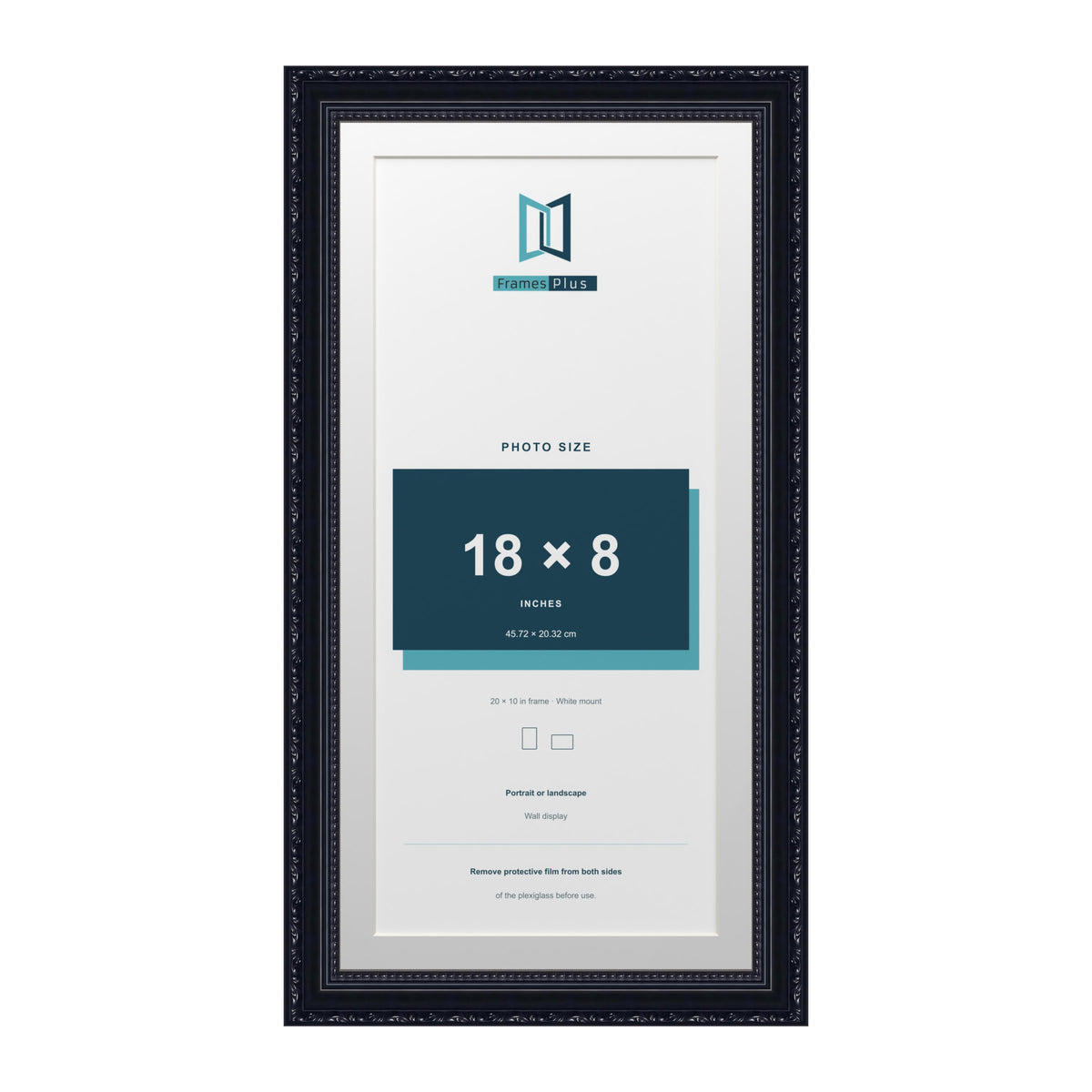 Louis Range Black Picture, Photo & Poster Frame with White Mount - 20x10" Frame for 18x8" Photo, Black