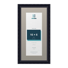 Louis Range Black Picture, Photo & Poster Frame with Dawn Grey Mount - 20x10" Frame for 16x6" Photo, Black