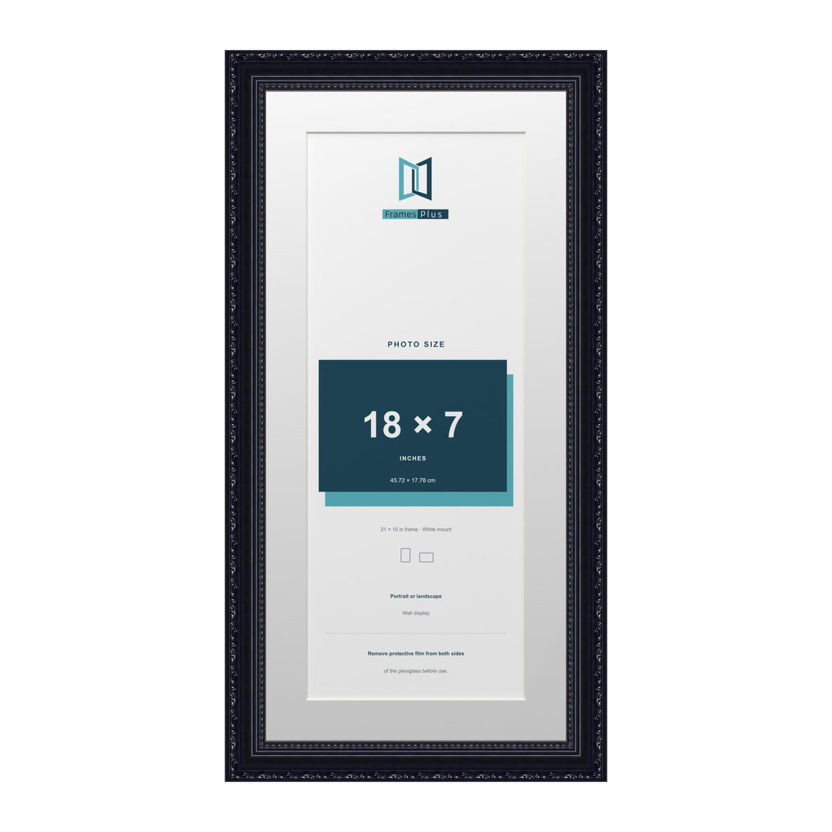 Louis Range Black Picture, Photo & Poster Frame with White Mount - 21x10" Frame for 18x7" Photo, Black