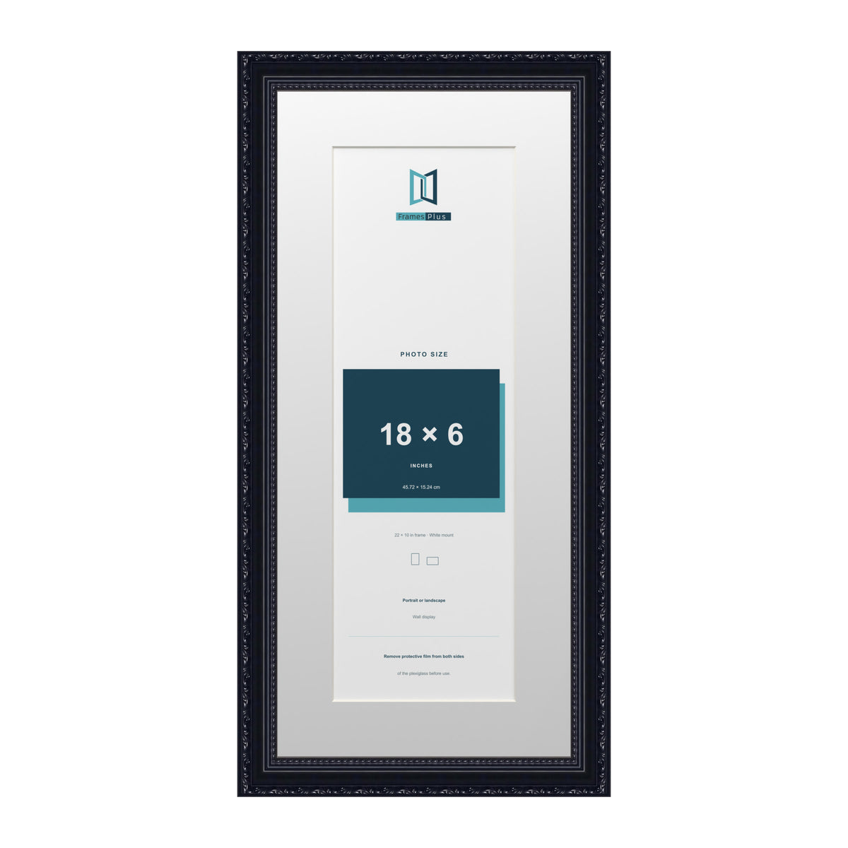 Louis Range Black Picture, Photo & Poster Frame with White Mount - 22x10" Frame for 18x6" Photo, Black