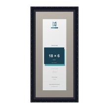 Louis Range Black Picture, Photo & Poster Frame with Dawn Grey Mount - 22x10" Frame for 18x6" Photo, Black