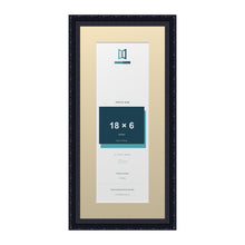 Louis Range Black Picture, Photo & Poster Frame with Ivory Mount - 22x10" Frame for 18x6" Photo, Black