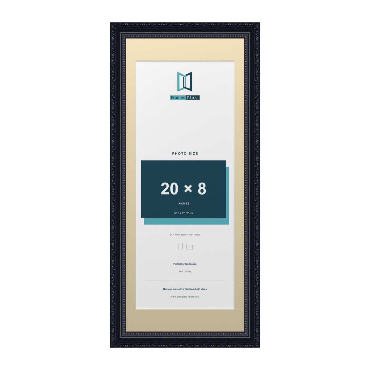 Louis Range Black Picture, Photo & Poster Frame with Ivory Mount - 24x10" Frame for 20x8" Photo, Black