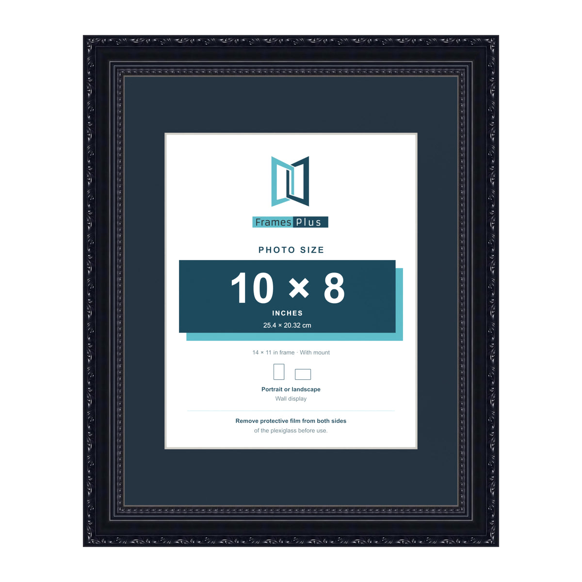 Louis Range Black Picture, Photo & Poster Frame with Pacific Blue Mount - 14x11" Frame for 10x8" Photo, Black
