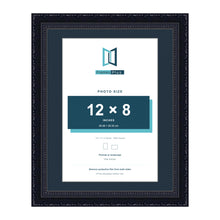 Louis Range Black Picture, Photo & Poster Frame with Pacific Blue Mount - 14x11" Frame for 12x8" Photo, Black