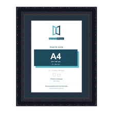 Louis Range Black Picture, Photo & Poster Frame with Pacific Blue Mount - 14x11" Frame for A4 Photo, Black