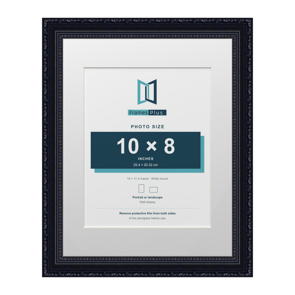Louis Range Black Picture, Photo & Poster Frame with White Mount - 14x11" Frame for 10x8" Photo, Black