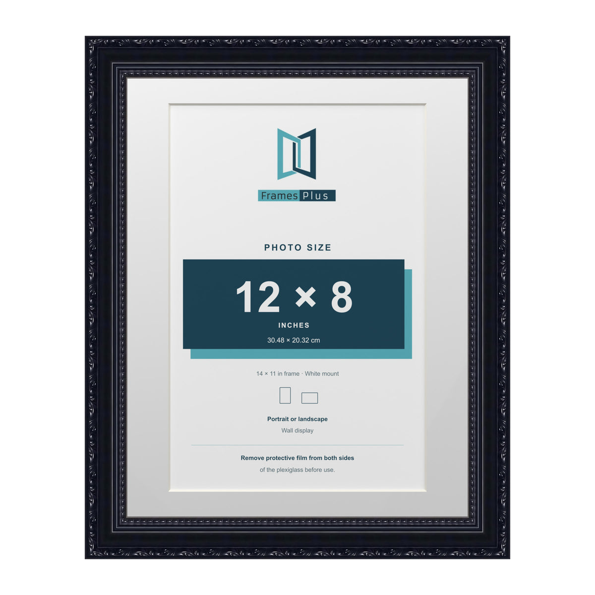 Louis Range Black Picture, Photo & Poster Frame with White Mount - 14x11" Frame for 12x8" Photo, Black