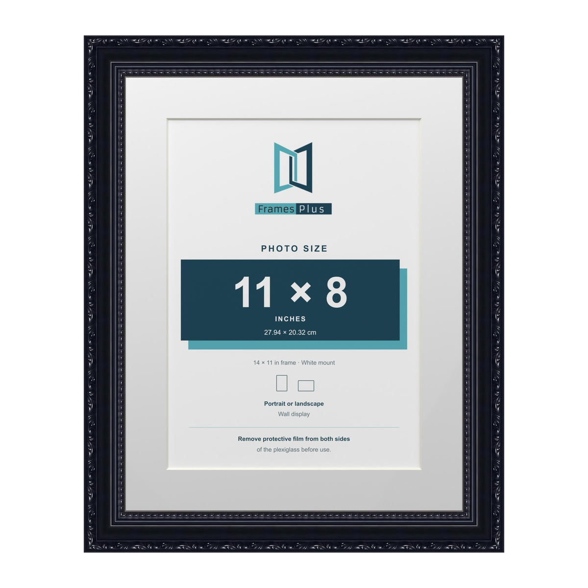 Louis Range Black Picture, Photo & Poster Frame with White Mount - 14x11" Frame for 11x8" Photo, Black