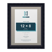 Louis Range Black Picture, Photo & Poster Frame with Dawn Grey Mount - 14x11" Frame for 12x8" Photo, Black