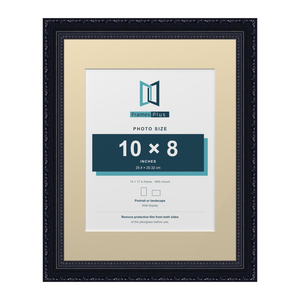 Louis Range Black Picture, Photo & Poster Frame with Ivory Mount - 14x11" Frame for 10x8" Photo, Black