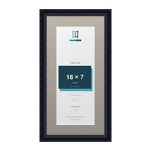 Louis Range Black Picture, Photo & Poster Frame with Dawn Grey Mount - 22x11" Frame for 18x7" Photo, Black