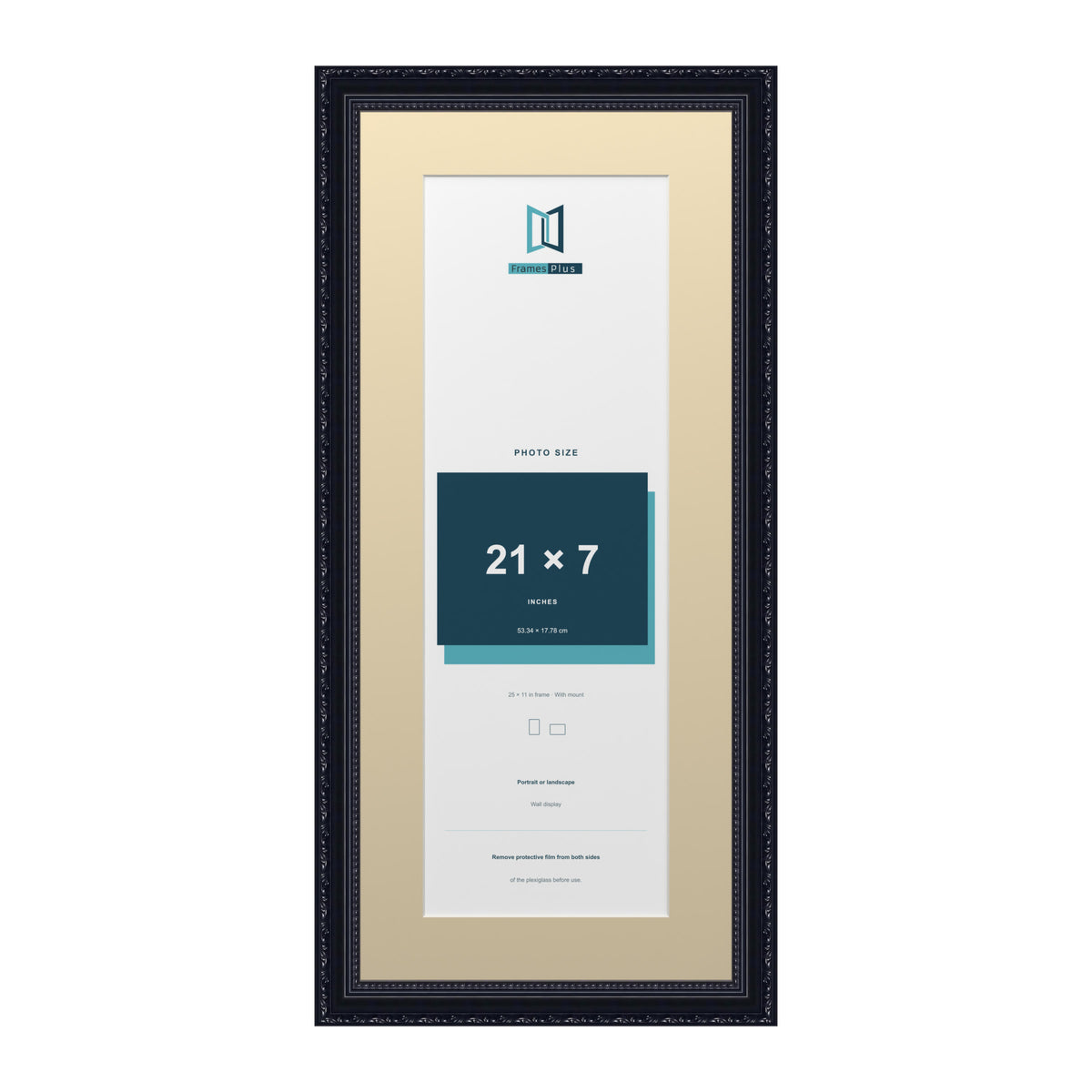 Louis Range Black Picture, Photo & Poster Frame with Ivory Mount - 25x11" Frame for 21x7" Photo, Black