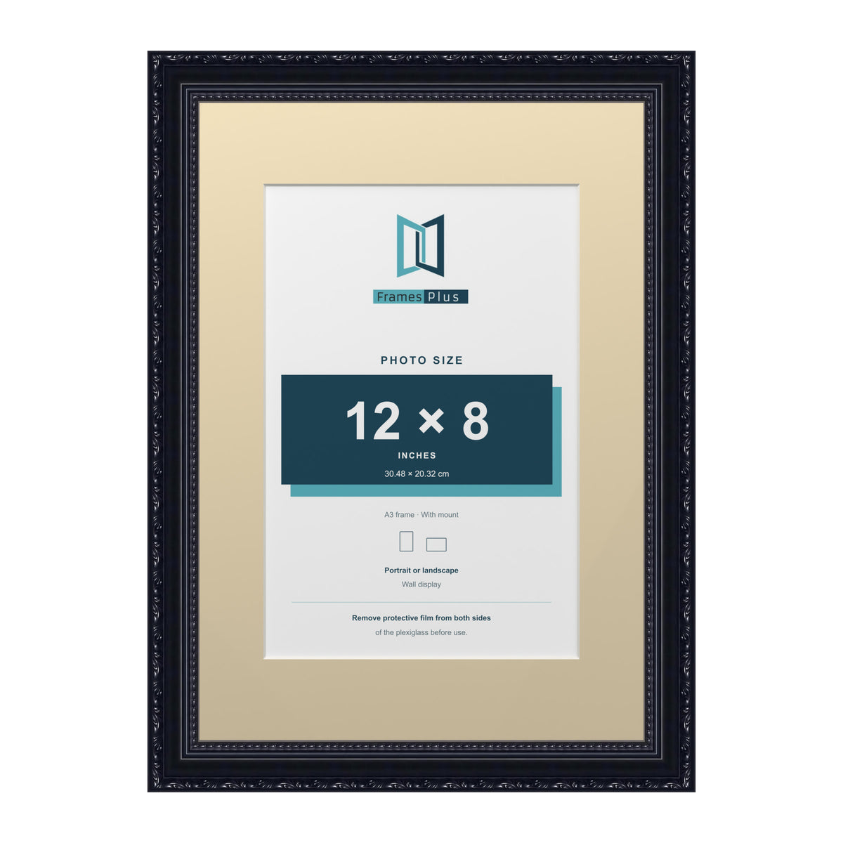 Louis Range Black Picture, Photo & Poster Frame with Ivory Mount - A3 Frame for 12x8" Photo, Black