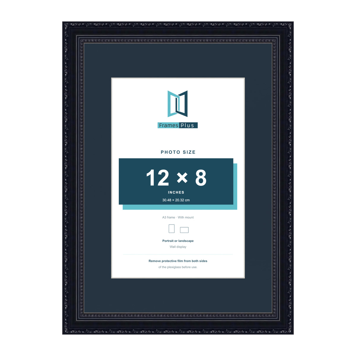 Louis Range Black Picture, Photo & Poster Frame with Pacific Blue Mount - A3 Frame for 12x8" Photo, Black