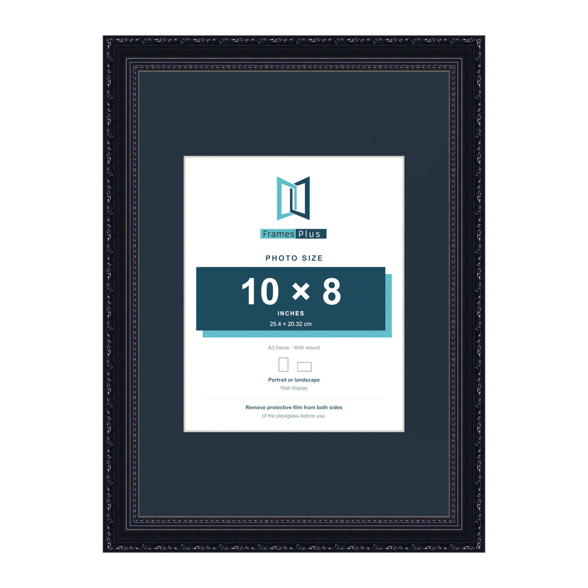 Louis Range Black Picture, Photo & Poster Frame with Pacific Blue Mount - A3 Frame for 10x8" Photo, Black