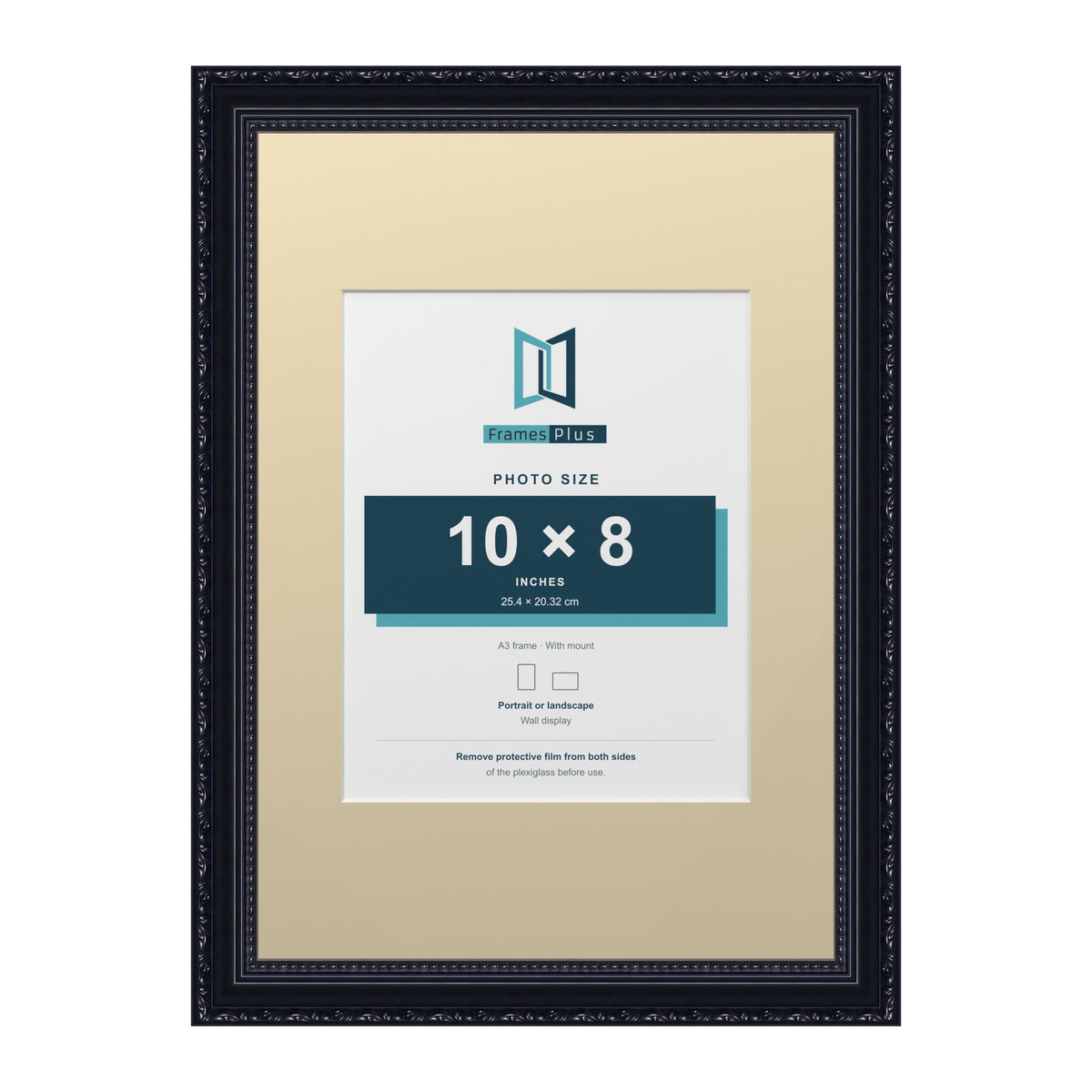Louis Range Black Picture, Photo & Poster Frame with Ivory Mount - A3 Frame for 10x8" Photo, Black