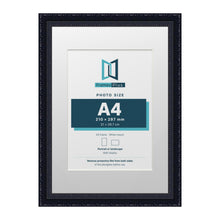 Louis Range Black Picture, Photo & Poster Frame with White Mount - A3 Frame for A4 Photo, Black