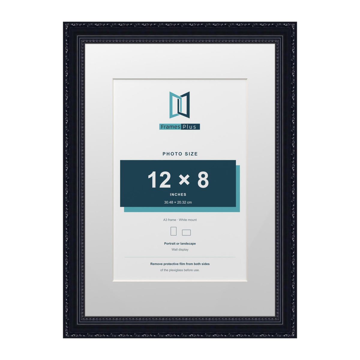 Louis Range Black Picture, Photo & Poster Frame with White Mount - A3 Frame for 12x8" Photo, Black