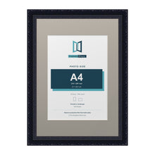 Louis Range Black Picture, Photo & Poster Frame with Dawn Grey Mount - A3 Frame for A4 Photo, Black