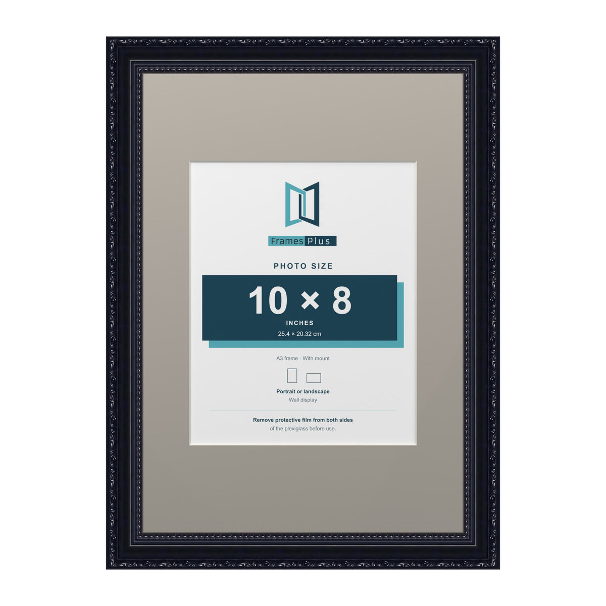 Louis Range Black Picture, Photo & Poster Frame with Dawn Grey Mount - A3 Frame for 10x8" Photo, Black
