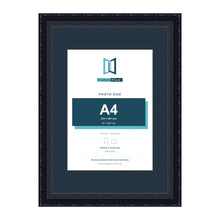 Louis Range Black Picture, Photo & Poster Frame with Pacific Blue Mount - A3 Frame for A4 Photo, Black