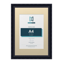 Louis Range Black Picture, Photo & Poster Frame with Ivory Mount - A3 Frame for A4 Photo, Black
