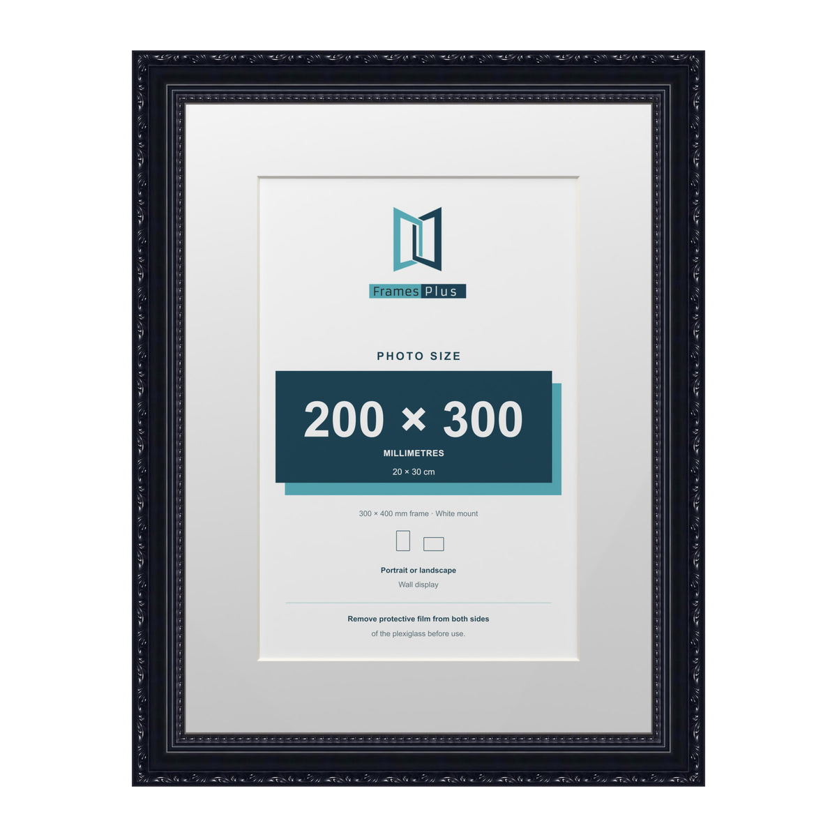 Louis Range Black Picture, Photo & Poster Frame with White Mount - 40x30cm Frame for 30x20cm Photo, Black