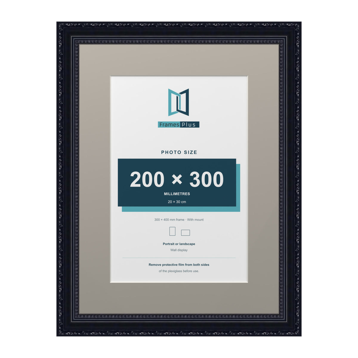 Louis Range Black Picture, Photo & Poster Frame with Dawn Grey Mount - 40x30cm Frame for 30x20cm Photo, Black