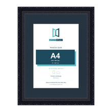 Louis Range Black Picture, Photo & Poster Frame with Pacific Blue Mount - 40x30cm Frame for A4 Photo, Black