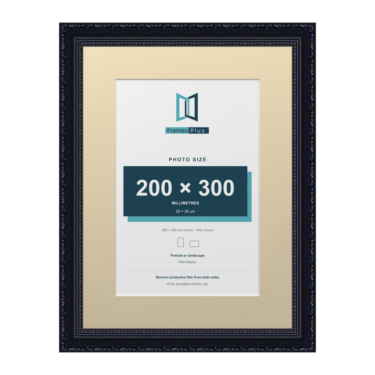 Louis Range Black Picture, Photo & Poster Frame with Ivory Mount - 40x30cm Frame for 30x20cm Photo, Black