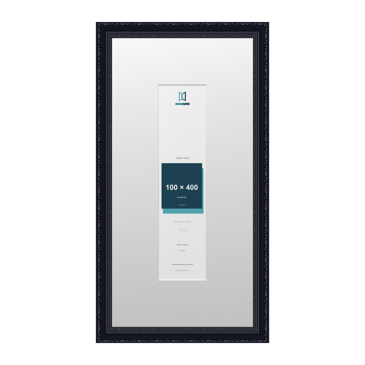 Louis Range Black Picture, Photo & Poster Frame with White Mount - 60x30cm Frame for 40x10cm Photo, Black